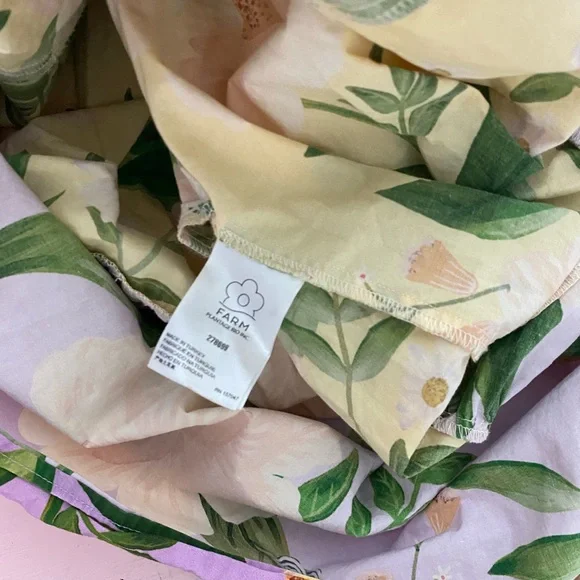 Farm Rio 100% Cotton Tiered Maxi Shirt Dress yellow floral motif Large Petite - Picture 16 of 16